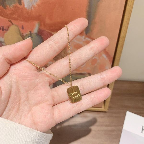 fashion good luck pendant necklace for woman cute gold color sequins titanium steel square wedding jewelry necklaces, Silver
fashion good luck pendant necklace for woman cute gold color sequins titanium steel square wedding jewelry necklaces, Silver