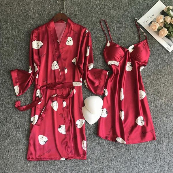 women comfort silk satin nightgown homewear ladies cardigan+dress 2pcs sleepwear cartoon fruit printed soft robe for femme women's, Black;red
women comfort silk satin nightgown homewear ladies cardigan+dress 2pcs sleepwear cartoon fruit printed soft robe for femme women's, Black;red