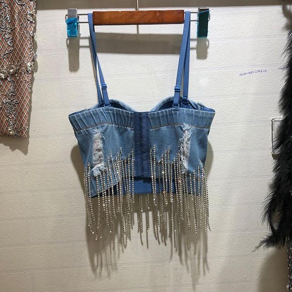 women's tanks & camis fashion diamond tassel strapless bra denim vest shirt women nightclub dance cowboy camisole jeans cropped rop, White
women's tanks & camis fashion diamond tassel strapless bra denim vest shirt women nightclub dance cowboy camisole jeans cropped rop, White