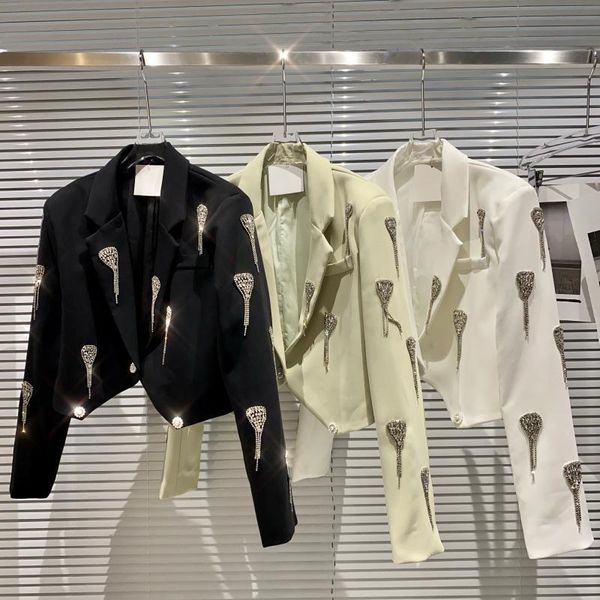 women's suits & blazers high street est 2021 designer jacket diamonds beaded short blazer, White;black
women's suits & blazers high street est 2021 designer jacket diamonds beaded short blazer, White;black