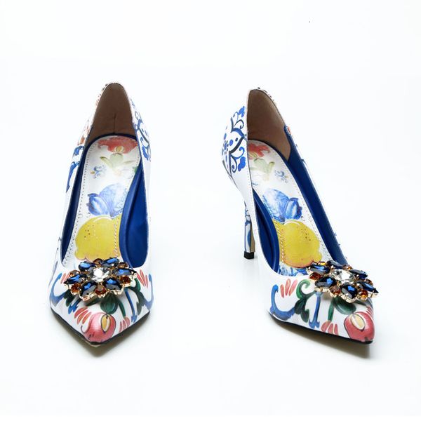 shoe painted flower model pump blue strass decoration party dress high-heeled shoes pointed toe slip-on stilettos, Black
shoe painted flower model pump blue strass decoration party dress high-heeled shoes pointed toe slip-on stilettos, Black