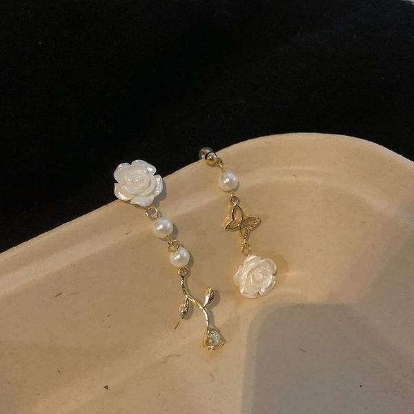 dangle & chandelier retro temperament flower earrings super fairy long white rose beautiful and elegant noble women's small fresh jewer, Silver
dangle & chandelier retro temperament flower earrings super fairy long white rose beautiful and elegant noble women's small fresh jewer, Silver