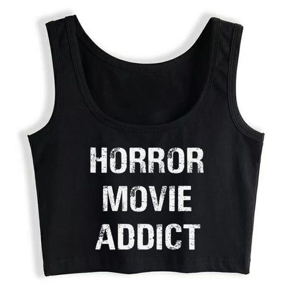 women's tanks & camis crop female horror movie addict o-neck black custom women, White
women's tanks & camis crop female horror movie addict o-neck black custom women, White