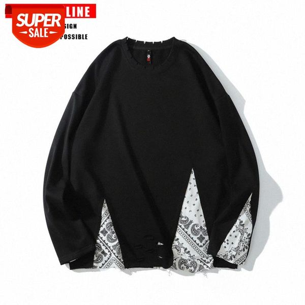 streetwear men sweater men's tide brand cashew flower stitching base shirt harajuku hip hop street long sleeve t-shirt #pi6w, White;black
streetwear men sweater men's tide brand cashew flower stitching base shirt harajuku hip hop street long sleeve t-shirt #pi6w, White;black