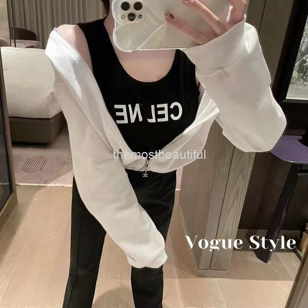women's polos early spring ce home embroidery letters contrast color hooded fake two-piece coat casual and versatile short fashion, White
women's polos early spring ce home embroidery letters contrast color hooded fake two-piece coat casual and versatile short fashion, White