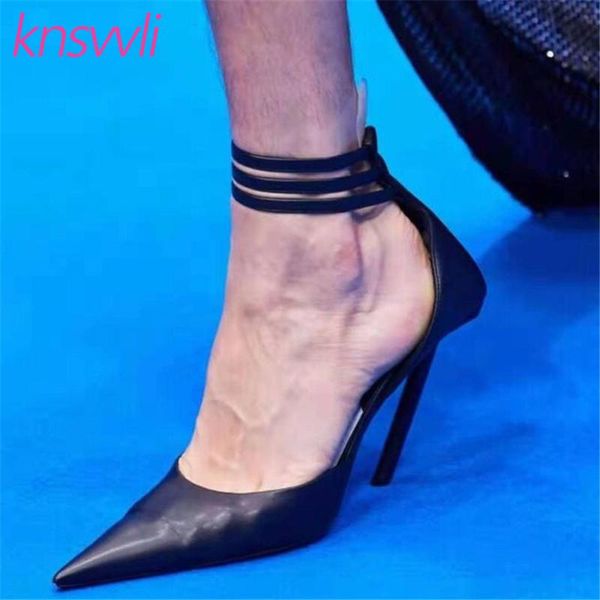 dress shoes high heels runway woman ankle strap pointed toe women pumps designer stiletto genuine leather zapatos de mujer, Black
dress shoes high heels runway woman ankle strap pointed toe women pumps designer stiletto genuine leather zapatos de mujer, Black