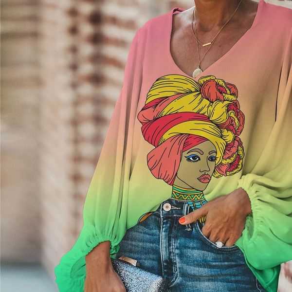 forudesigns women blouses chiffon vintage blouse african style with gradient color printing v neck loose soft lady casual, White
forudesigns women blouses chiffon vintage blouse african style with gradient color printing v neck loose soft lady casual, White