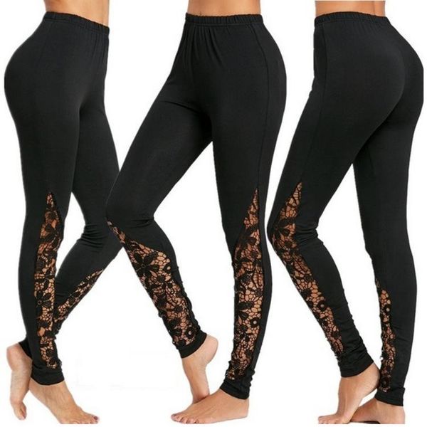 women's leggings female elastic high waist hollow out floral lace patchwork hem solid color black trousers slim skinny wild pants
women's leggings female elastic high waist hollow out floral lace patchwork hem solid color black trousers slim skinny wild pants