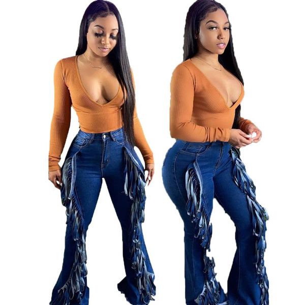 women's jeans women high waist denim fashion versatile tassel elastic slim flared pants solid skinny full length jean plus size 2021, Blue
women's jeans women high waist denim fashion versatile tassel elastic slim flared pants solid skinny full length jean plus size 2021, Blue
