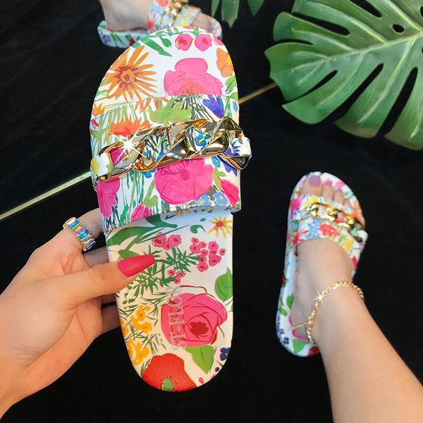 slippers 2021 summer fashion floral color metal chain open toe flat bottom outdoor female beach, Black
slippers 2021 summer fashion floral color metal chain open toe flat bottom outdoor female beach, Black