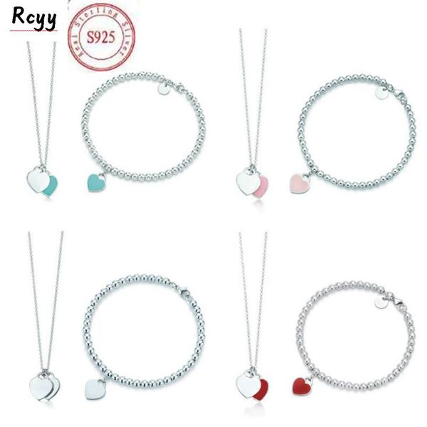 classic 2021 925 sterling silver fashion love necklace bracelet set multicolor optional girl woman jewelry christmas gifts, Red;brown 
classic 2021 925 sterling silver fashion love necklace bracelet set multicolor optional girl woman jewelry christmas gifts, Red;brown