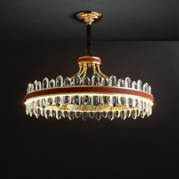 postmodern leather crystal round oval red designer chandelier lighting lustre suspension luminaire lampen for dinning room chandeliers
postmodern leather crystal round oval red designer chandelier lighting lustre suspension luminaire lampen for dinning room chandeliers