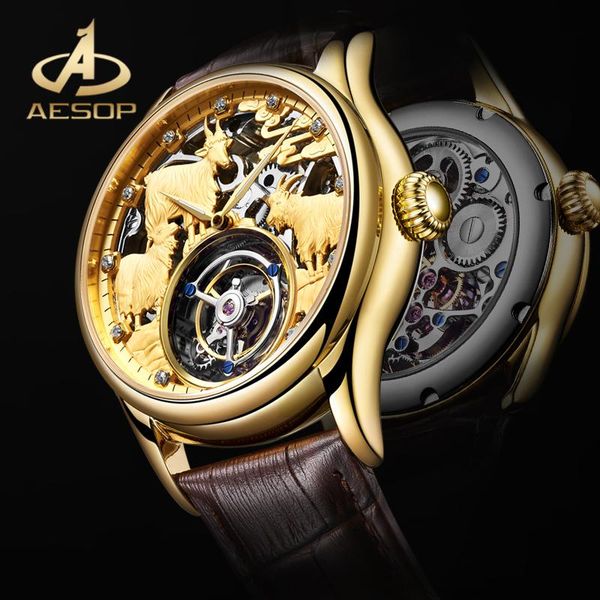 wristwatches aesop brown genuine leather strap skeleton mechanical wrist watches real tourbillon watch sapphire glass waterproof men, Slivery;brown
wristwatches aesop brown genuine leather strap skeleton mechanical wrist watches real tourbillon watch sapphire glass waterproof men, Slivery;brown
