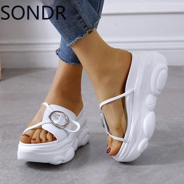 women wedge sandals transparent shoes casual super high heel platform slides leisure dress, Black
women wedge sandals transparent shoes casual super high heel platform slides leisure dress, Black