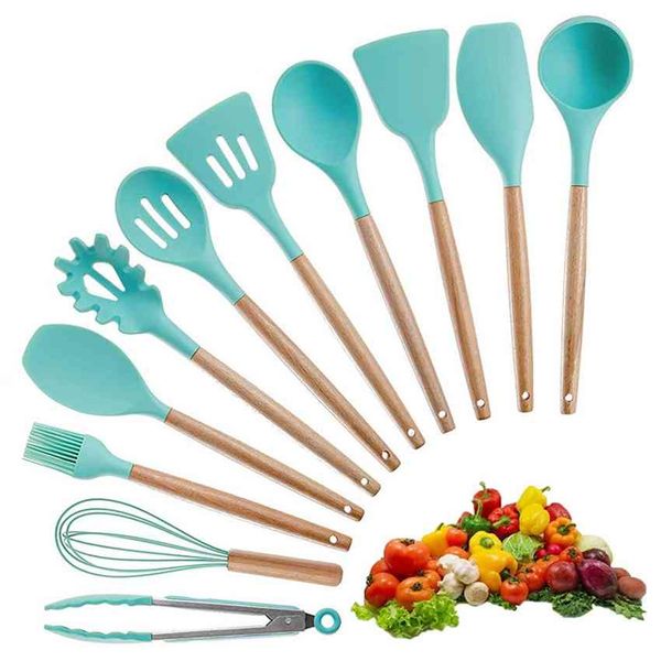 factoryetbtsilicone 12 wood handle piece kitchenware kitchen utensils non stick pot cooking spatula spoon 1 set of storage barrel
factoryetbtsilicone 12 wood handle piece kitchenware kitchen utensils non stick pot cooking spatula spoon 1 set of storage barrel