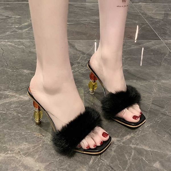 rimocy women pvc transparent sandals summer fashion furry open toe high heel slippers woman party lady shoes plus size 210528, Black
rimocy women pvc transparent sandals summer fashion furry open toe high heel slippers woman party lady shoes plus size 210528, Black