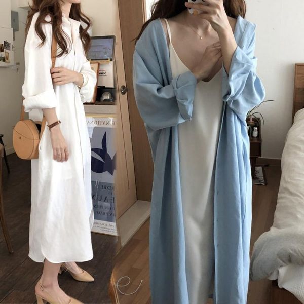 casual dresses retro all-match white shirts dress long sleeve spring oversize blue lapel single-breasted vestido feminino minimalism, Black;gray
casual dresses retro all-match white shirts dress long sleeve spring oversize blue lapel single-breasted vestido feminino minimalism, Black;gray