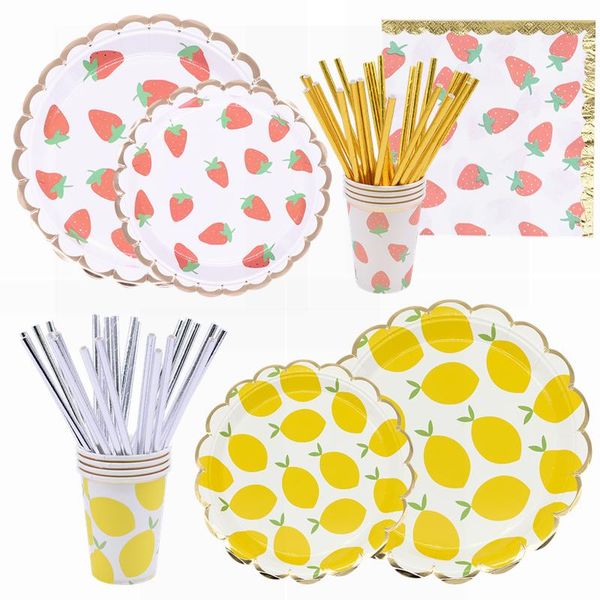 disposable dinnerware strawberry tableware lemon pattern paper plates cups straws for wedding birthday party decor supplies
disposable dinnerware strawberry tableware lemon pattern paper plates cups straws for wedding birthday party decor supplies