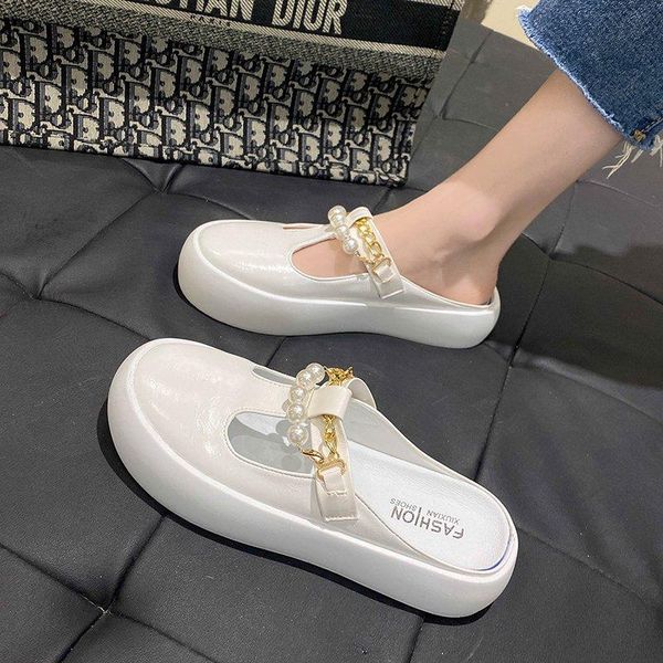 slippers 2021 summer fairy style pearl chain baotou half women's outer wear muffin platform sandals without heel shoes woman, Black
slippers 2021 summer fairy style pearl chain baotou half women's outer wear muffin platform sandals without heel shoes woman, Black