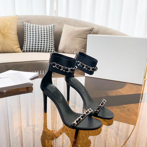 sandals classic chain women genuine leather shoes cover heel concise summer high heels dress jeans, Black
sandals classic chain women genuine leather shoes cover heel concise summer high heels dress jeans, Black