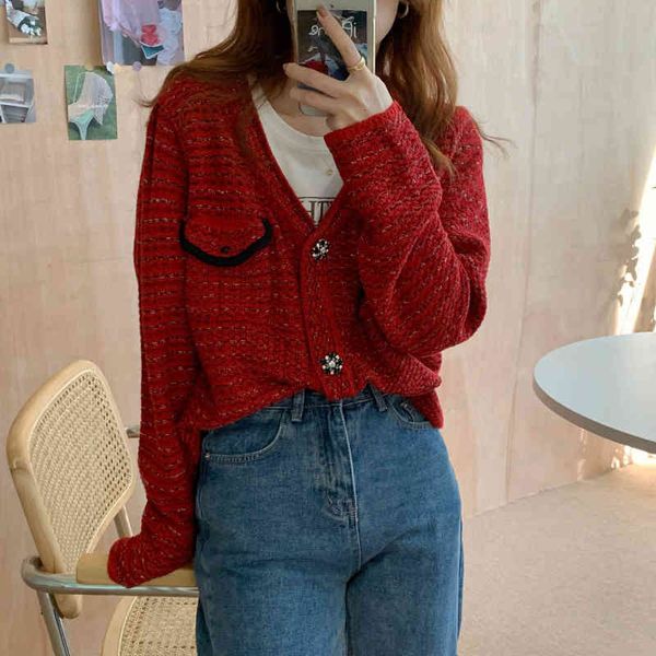 sweaters red solid elegant chic casual v-neck high waist cardigans women warm streetwear knitted retro loose sweater, White;black
sweaters red solid elegant chic casual v-neck high waist cardigans women warm streetwear knitted retro loose sweater, White;black