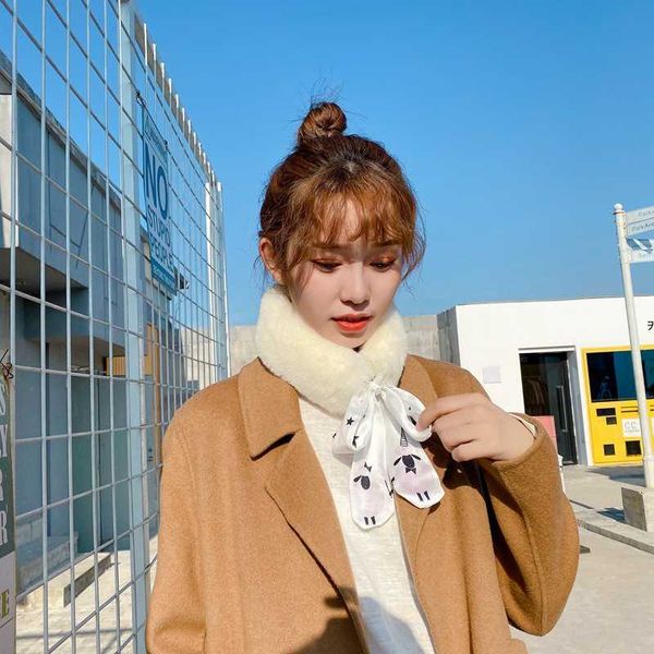 2021 autumn and winter ribbon plush warm korean imitation silk small scarf, Blue;gray
2021 autumn and winter ribbon plush warm korean imitation silk small scarf, Blue;gray