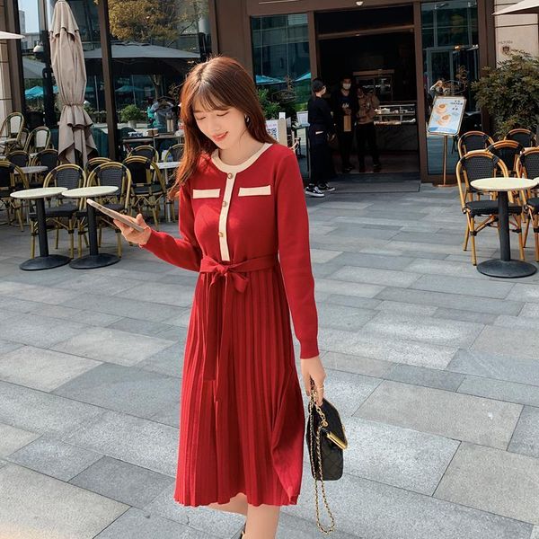 casual dresses han edition dress make winter christmas year red pleated knitted, Black;gray
casual dresses han edition dress make winter christmas year red pleated knitted, Black;gray