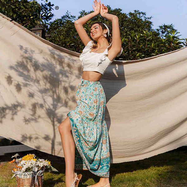 green bohemian print woman skirts casual holiday long skirt spring summer elegant ladies printed bottoms 210414, Black
green bohemian print woman skirts casual holiday long skirt spring summer elegant ladies printed bottoms 210414, Black