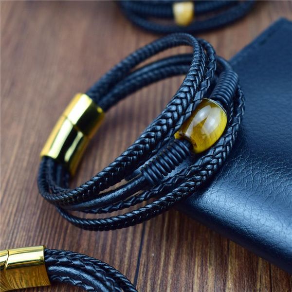 link, chain 2021 european and american style diy stainless steel leather bracelet, barrel bead, natural stone handmade bracelet, Black
link, chain 2021 european and american style diy stainless steel leather bracelet, barrel bead, natural stone handmade bracelet, Black