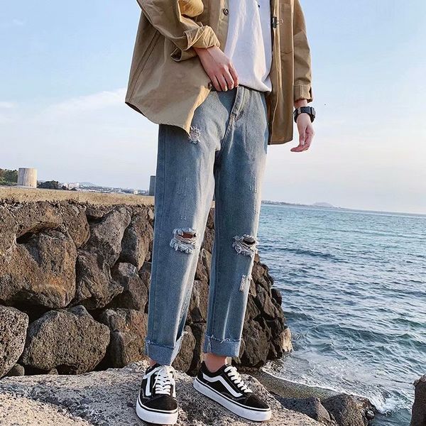 men's jeans wholesale summer thin light color loose jeans hombre streetwear denim men's ripped hole wild ankle length pencil pants, Blue
men's jeans wholesale summer thin light color loose jeans hombre streetwear denim men's ripped hole wild ankle length pencil pants, Blue