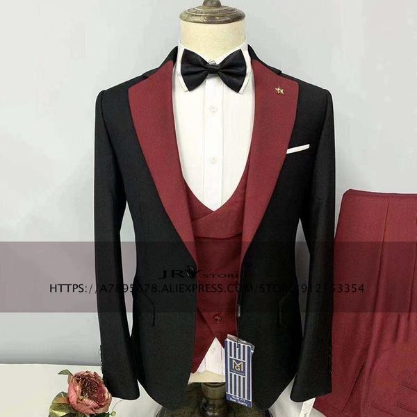 men's suits & blazers tuxedo 3-piece business slim fit suit jacket pointed lapel blazer + pants vest, White;black
men's suits & blazers tuxedo 3-piece business slim fit suit jacket pointed lapel blazer + pants vest, White;black