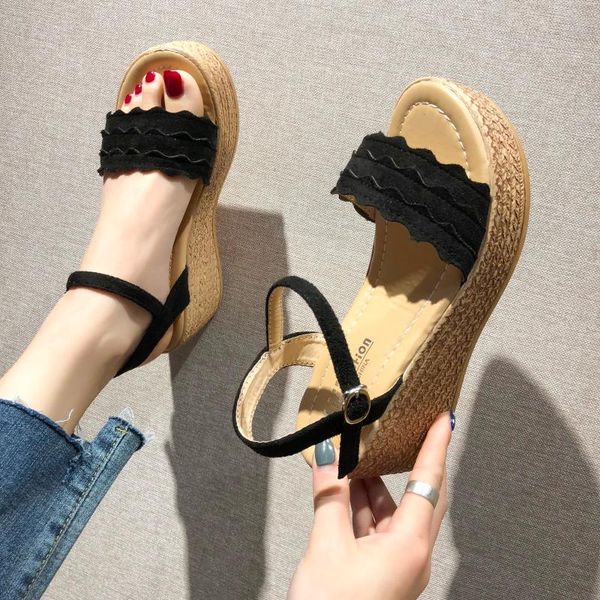 summer buckle women's sandals velvet flock fish mouth fashion high heel platform open toes women shoes a00138, Black
summer buckle women's sandals velvet flock fish mouth fashion high heel platform open toes women shoes a00138, Black