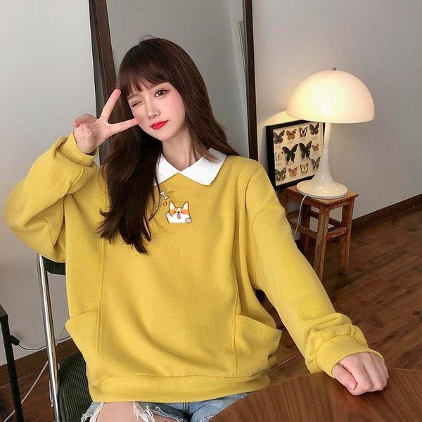 women's hoodies & sweatshirts turn-down collar cute dog print oversize women kawaii clothing autumn harajuku sweat capuche femmetracksu, Black
women's hoodies & sweatshirts turn-down collar cute dog print oversize women kawaii clothing autumn harajuku sweat capuche femmetracksu, Black
