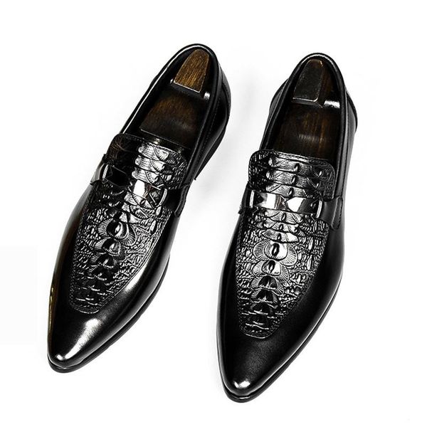 dress shoes quality embossed leather men trendy crocodile pattern slip-on wedding pointed toe casual business 37-44, Black
dress shoes quality embossed leather men trendy crocodile pattern slip-on wedding pointed toe casual business 37-44, Black