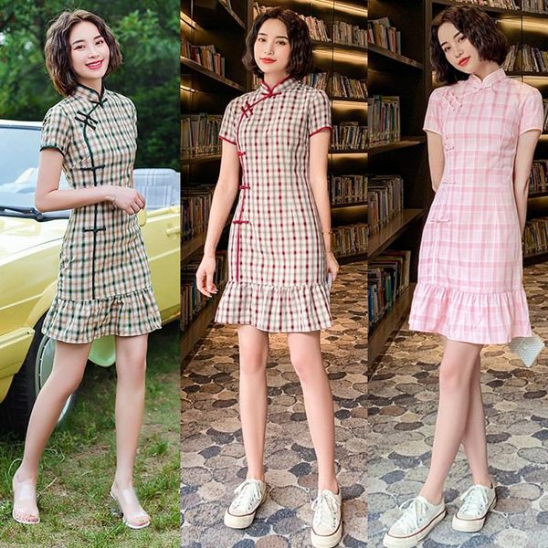 ethnic clothing plus size 3xl novelty women qipao plaid cheongsam elegant short formal dress ruffle satge show sleeve daily wear, Red
ethnic clothing plus size 3xl novelty women qipao plaid cheongsam elegant short formal dress ruffle satge show sleeve daily wear, Red