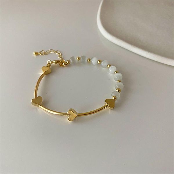 link, chain trendy heart stone bead bracelet for women girl metal gold color charm adjustable bangles wedding jewelry, Black
link, chain trendy heart stone bead bracelet for women girl metal gold color charm adjustable bangles wedding jewelry, Black