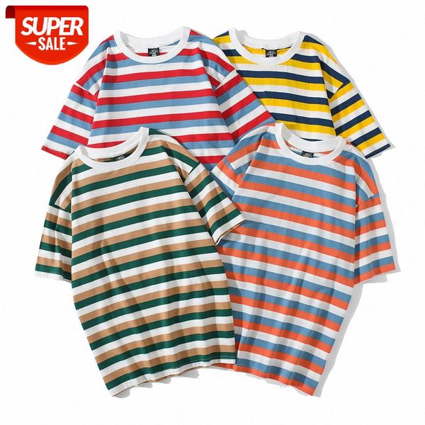 summer youth hedging loose casual color matching short-sleeved collarless striped t-shirt for men and women #v91p, White;black
summer youth hedging loose casual color matching short-sleeved collarless striped t-shirt for men and women #v91p, White;black