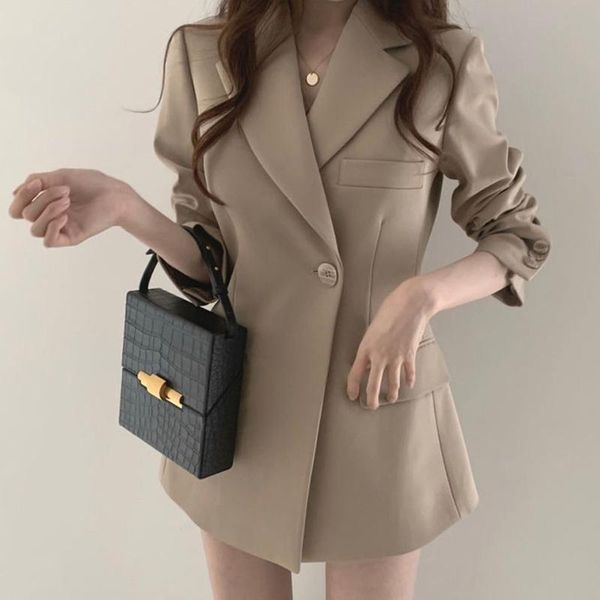 women's suits & blazers korean lapel single buckle khaki spring autumn 2021 loose mid-length long-sleeved suit jacket female outerwear, White;black
women's suits & blazers korean lapel single buckle khaki spring autumn 2021 loose mid-length long-sleeved suit jacket female outerwear, White;black
