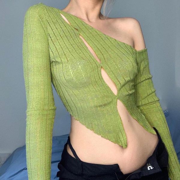 women's t-shirt 2021 autumn fashion women green knitted t-shirts crop stylish girl's long sleeve short hollow club, White
women's t-shirt 2021 autumn fashion women green knitted t-shirts crop stylish girl's long sleeve short hollow club, White