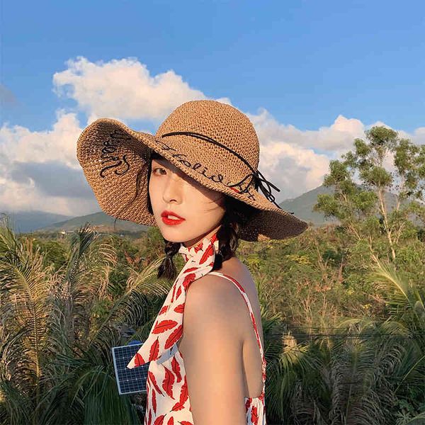 hat girl summer korean fashion woven foldable straw hat beach small fresh big eaves travel sunscreen hat summer, Blue;gray
hat girl summer korean fashion woven foldable straw hat beach small fresh big eaves travel sunscreen hat summer, Blue;gray