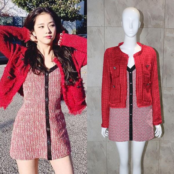 women's jackets kpop korean celebrity spring fashion small stand collar tweed women slim button long-sleeved short jacket coat, Black;brown
women's jackets kpop korean celebrity spring fashion small stand collar tweed women slim button long-sleeved short jacket coat, Black;brown