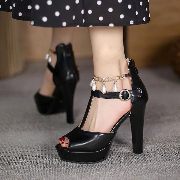 sandals chain peep toe sandalias women t-strap ladies thick heels cover heel fashion platform summer 2021 big size 43, Black
sandals chain peep toe sandalias women t-strap ladies thick heels cover heel fashion platform summer 2021 big size 43, Black