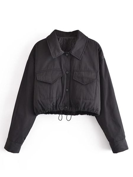 women's jackets women fashion pockets oversized short black jacket coat vintage long sleeve pleated female outerwear chic ca049, Black;brown
women's jackets women fashion pockets oversized short black jacket coat vintage long sleeve pleated female outerwear chic ca049, Black;brown