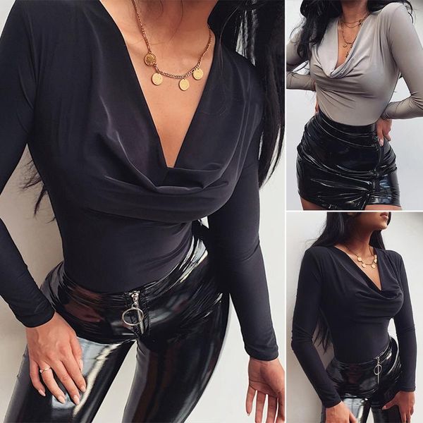 women's deep v neck long sleeve bodysuit leotard ribbed knit bodycon thong s jumpsuits & rompers, Black;white
women's deep v neck long sleeve bodysuit leotard ribbed knit bodycon thong s jumpsuits & rompers, Black;white
