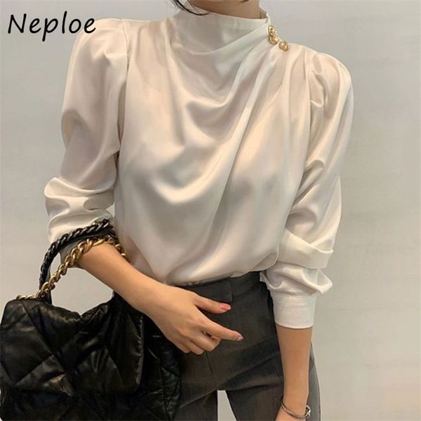 stand collar pleat design solid blouse women pullover puff long sleeve work style ol blusas spring bead all match shirt 210422, White
stand collar pleat design solid blouse women pullover puff long sleeve work style ol blusas spring bead all match shirt 210422, White