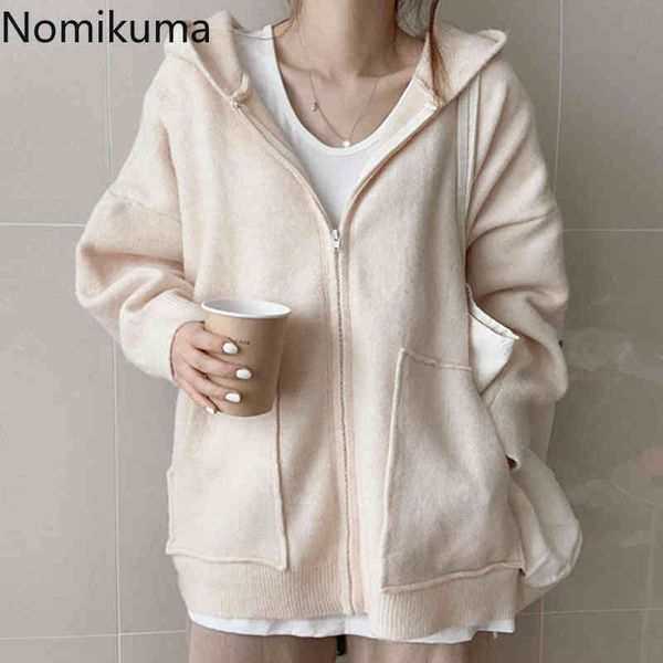 nomikuma causal double pockets knitted cardigan autumn winter women sweater coat long sleve zipper hooded knitwear 6c364 210427, White;black
nomikuma causal double pockets knitted cardigan autumn winter women sweater coat long sleve zipper hooded knitwear 6c364 210427, White;black
