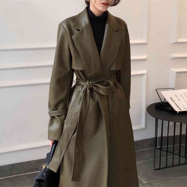 women's leather & faux wenfly casaco trench feminino grande de couro sintético, inglaterra manga comprida faixas soltas moda femin, Black
women's leather & faux wenfly casaco trench feminino grande de couro sintético, inglaterra manga comprida faixas soltas moda femin, Black