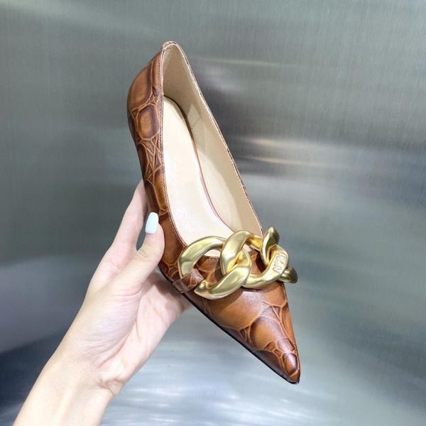 women shoes ladies pointed-toes pumps low heels metal chain genuine leather zapatillas mujer dress, Black
women shoes ladies pointed-toes pumps low heels metal chain genuine leather zapatillas mujer dress, Black
