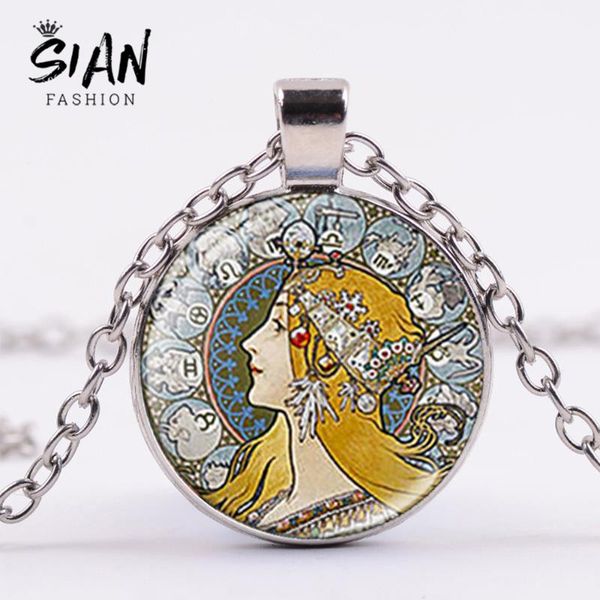 pendant necklaces sian alphonse mucha chain necklace vintage portrait pendants glass time gem art jewelry for women gifts, Silver
pendant necklaces sian alphonse mucha chain necklace vintage portrait pendants glass time gem art jewelry for women gifts, Silver
