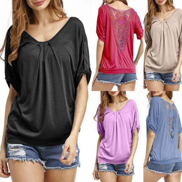 women's t-shirt plus size back panel stitching hollow lace round neck loose fashion shirts 2021, White
women's t-shirt plus size back panel stitching hollow lace round neck loose fashion shirts 2021, White
